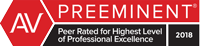 AV | Preeminent | Peer Rated For Highest Level of Professional Excellence | 2018